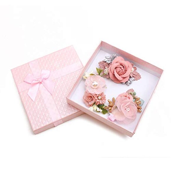 3pc Floral Hair Clip Set for Baby Girls Handmade Non-Slip - Picture 3 of 7